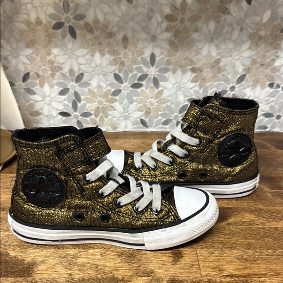 Converse Gold Glitter Kids High Tops - Picture 2 of 7